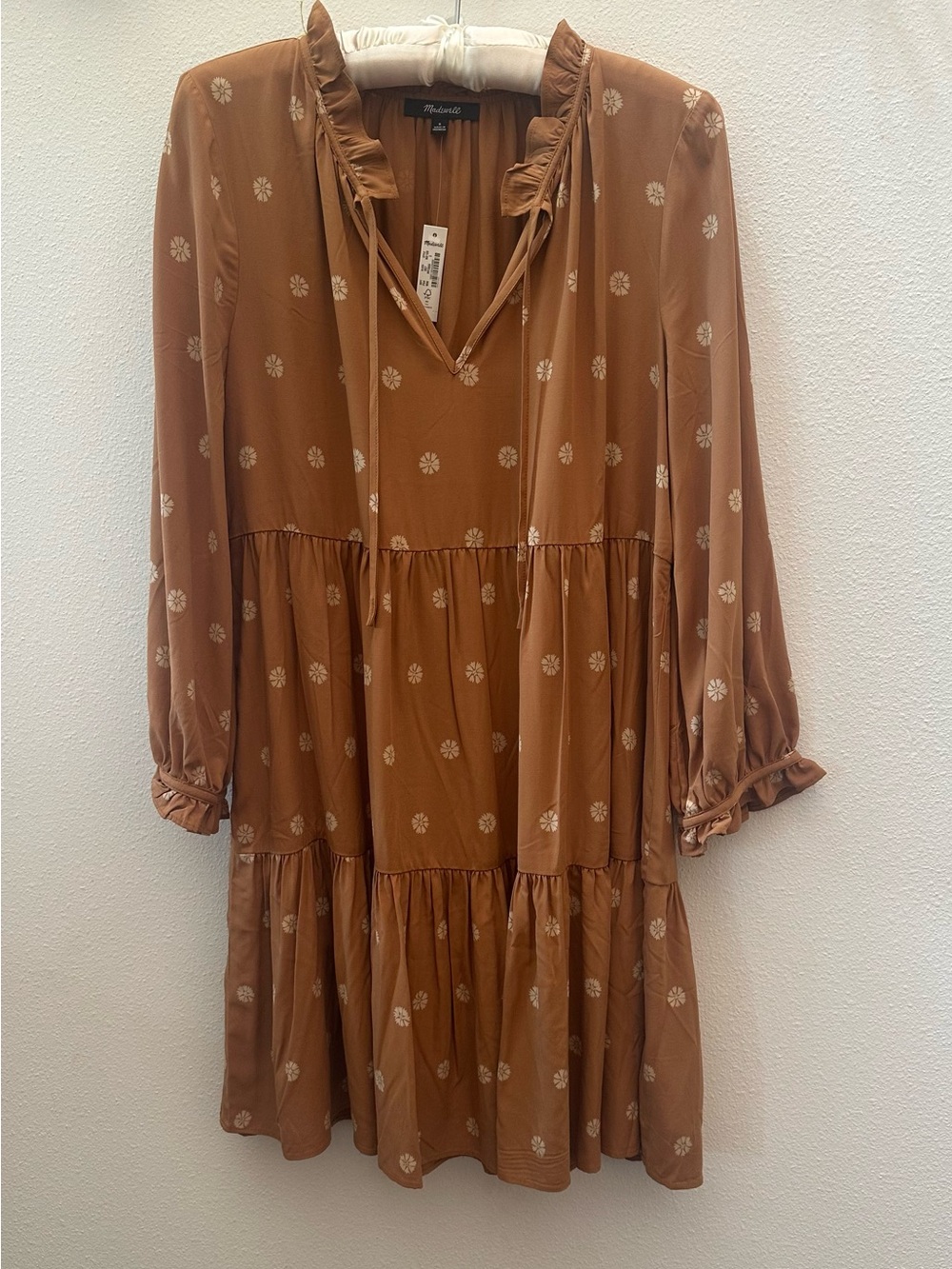 NWT Women’s Small Madewell Mini Dress Floral Tiered 3/4 Sleeve BOHO